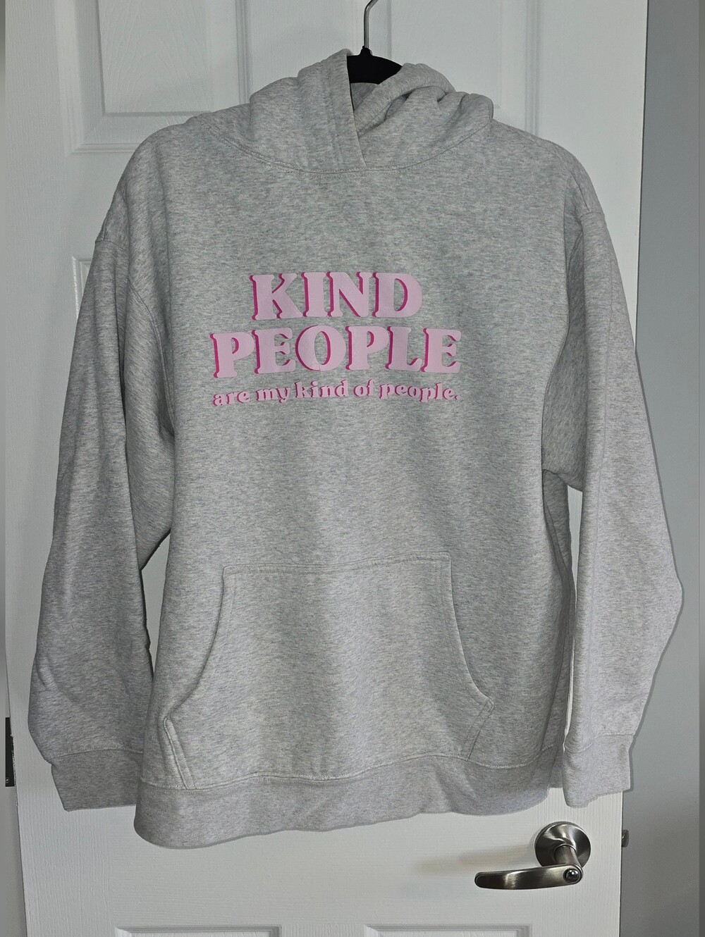 Kind People Pink Logo Hoodie Sweatshirt - Grey